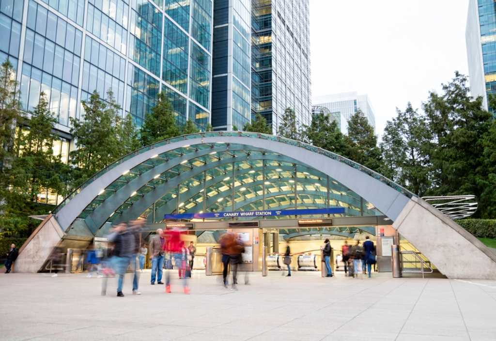 Canary Wharf Tube Station in the Docklands Financial Services area of London
