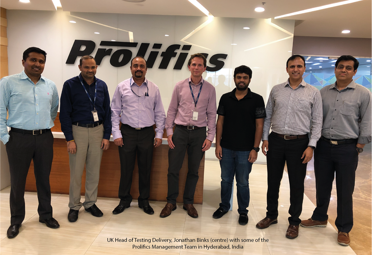 UK Head of Testing Delivery, Jonathan Binks, with some of the Prolifics Management Team in Hyderabad, India