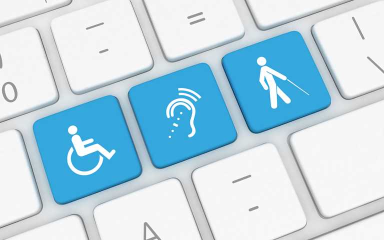 Keyboard with disability-friendly icons.