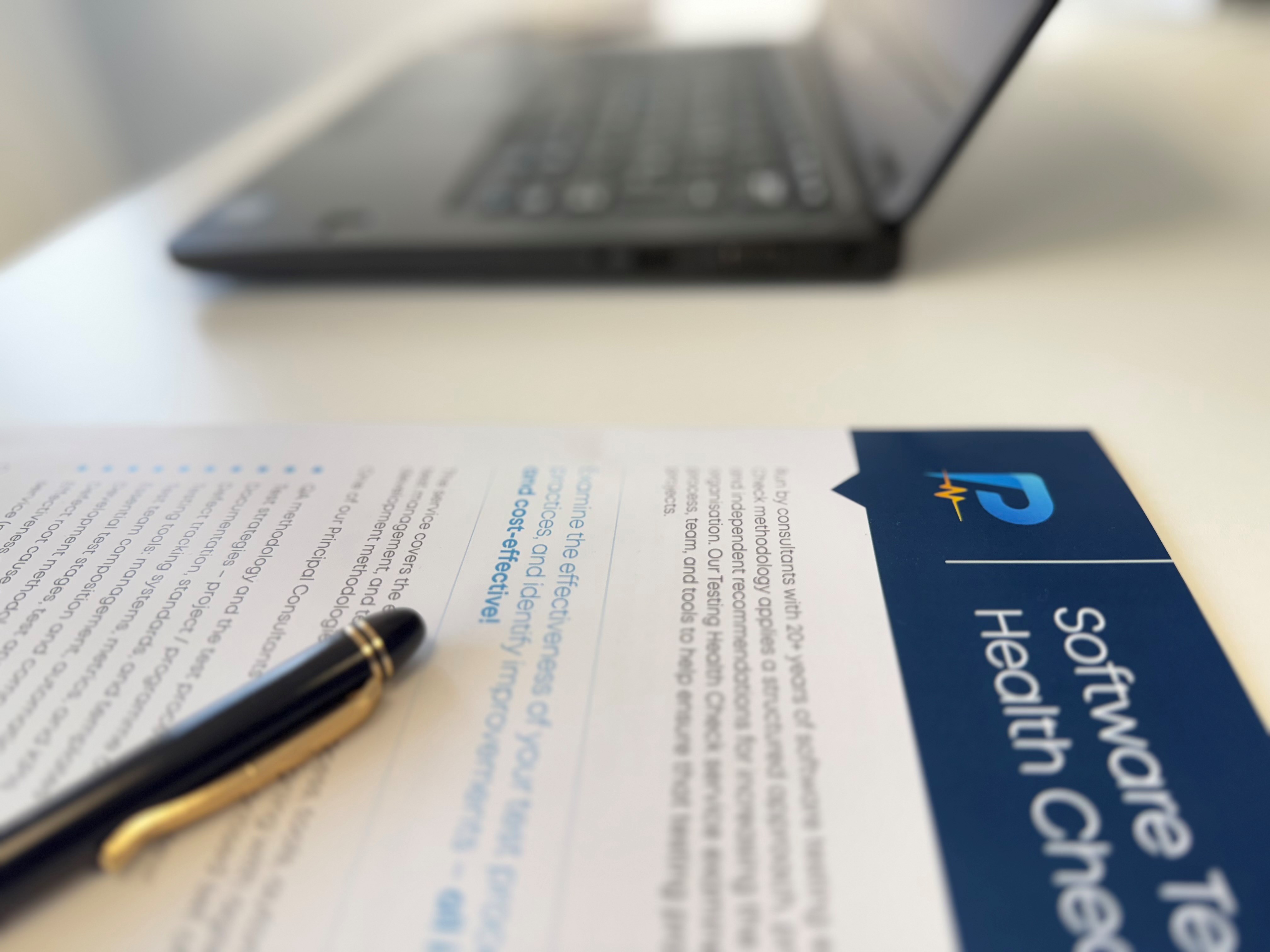 A conceptual image showing Software Testing Health Check results and a stethoscope